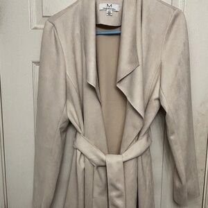 Faux suede jacket blazer with belt